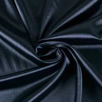 Strečový satén lesklý navy