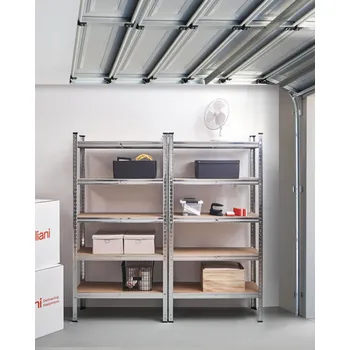 Úložný box Sada 2 regálů kovová stříbrná venkovní vnitřní zahradní garáž moderní design 5 polic volně stojící zahradní úložný prostor Beliani