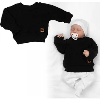 Rostoucí oversize pletený svetřík pro miminko, černý, Velikost koj. oblečení 80/86 (12-18m)