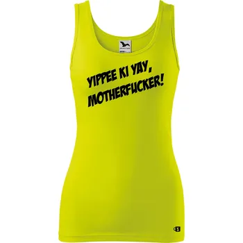 Dámské tílko s potiskem Yippee ki yay Velikost: XS, Barva: Limetková