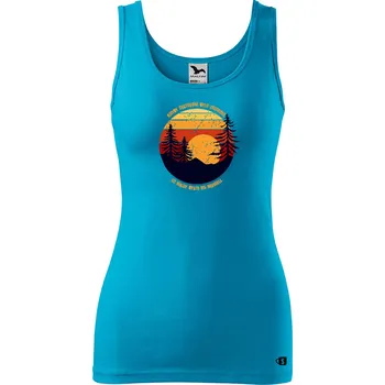 Dámské tílko s potiskem - Cestování Velikost: S, Barva: Tyrkysová