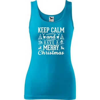 Dámské tílko s potiskem Keep calm Christmas Velikost: S, Barva: Tyrkysová