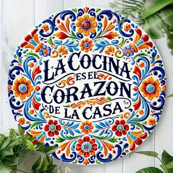 Plechová cedule BAF Kulatá kovová cedule. La Cocina. Průměr 20 cm