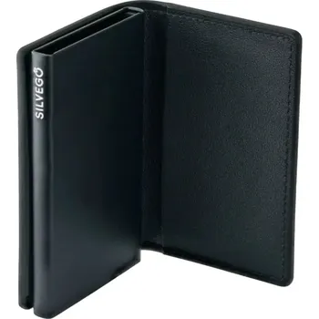 Obal na doklad SILVEGO Pouzdro na karty černé z pravé kůže s RFID ochranou