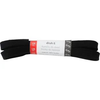 Tkaničky do bot VTR TKANIČKY BAVLNĚNÉ PLOCHÉ 120 CM Černé