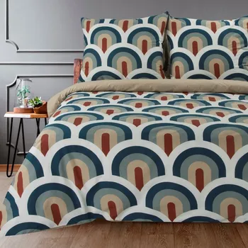 Povlečení 220x200 cm bavlněné barva modrá, béžová s fantazijním vzorem ELLA8 Ella Line