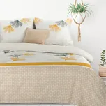 Povlečení 220x200 cm z bavlny a mikrovlákna, bílé a béžové barvy s motivem listů jinanu LEA7 Design 91
