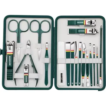 Sada na manikúru i pedikúru 19ks v zeleném pouzdře