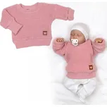 Rostoucí oversize pletený svetřík pro miminko, starorůžová, Velikost koj. oblečení 56/62 (0-3m)