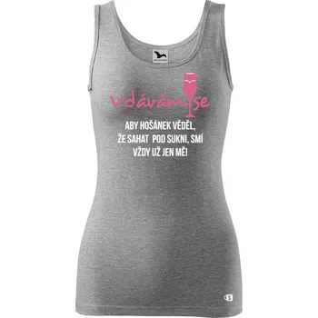 Dámské tílko s potiskem Vdávám se Velikost: XS, Barva: Tmavě šedý melír