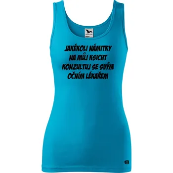 Dámské tílko s potiskem - Ksicht Velikost: L, Barva: Tyrkysová