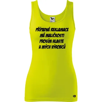 Dámské oblečení Dámské tílko s potiskem Reklamace Velikost: 2XL, Barva: Limetková