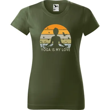 Dámské tričko Yoga is my love Barva trička: Khaki - 09, Velikost: XL