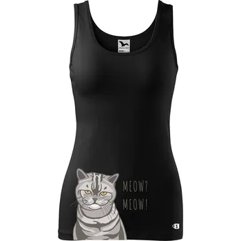 Dámské tílko s potiskem Kočka Velikost: XL, Barva: Černá