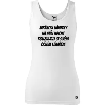 Dámské tílko s potiskem - Ksicht Velikost: L, Barva: Bílá