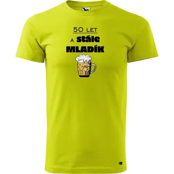 Pánské tričko s potiskem 50 let a stále mladík Velikost: 2XL, Barva trička: Limetková