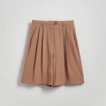 Reserved - Šortky bermudy se záhyby - zlatavá hnědá - 7361W-82X - 7361W-82X-XL