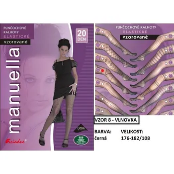 Dámské punčochy Dámské punčochové kalhoty ARIADNE MANUELLA vzor vlnovka Velikost: 176-182/108 ČERNÁ