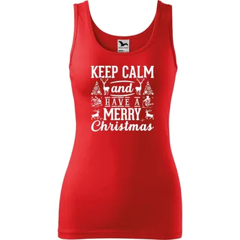 Dámské tílko s potiskem Keep calm Christmas Velikost: L, Barva: Červená