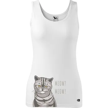 Dámské tílko s potiskem Kočka Velikost: S, Barva: Bílá
