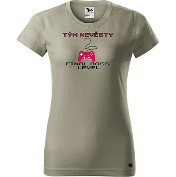Dámské tričko Dámské tričko s potiskem Tým nevěsty (Final Boss) Barva trička: Světlá khaki - 28, Velikost: XL