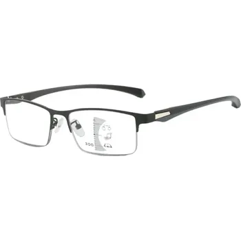 Brýle na čtení Multifokální černé kovové brýle na čtení +3,00 Hranatý tvar s filtrem proti modrému světlu Dioptrické brýle Elegantní a praktické