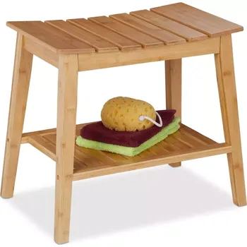 Koupelnový nábytek Relaxdays koupelnová stolička z bambusu s odkládací plochou