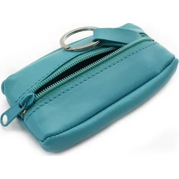 Arwel Tyrkysová kožená klíčenka se zipovou kapsou