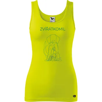 Dámské tílko s potiskem - Zvířátkomil Velikost: XL, Barva: Limetková