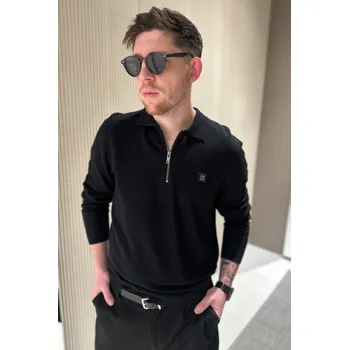 Pánský svetr Pánský polo svetr HUGO Sastone 50533346 černý Velikost: M