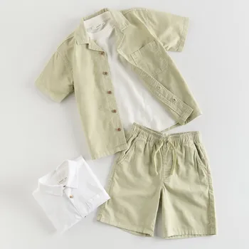 Chlapecká košile Reserved - Souprava z lnu - světle olivová - 4435N-81X - 4435N-81X-122