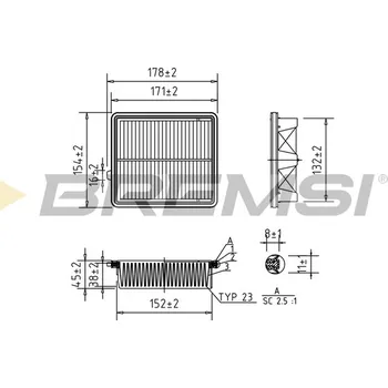 Vzduchový filtr Vzduchový filtr BREMSI FA1045