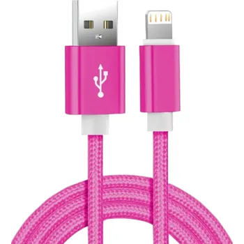 Datový kabel Rychlonabíjecí kabel USB A na iPhone Lightning 1,5 m nylonový opletený kabel 3A datový kabel pro iOS zařízení rychlé nabíjení a synchronizace tmavě růžová