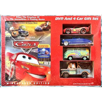 autíčko Cars (Auta) - DVD (Angličtina) + 4 autíčka - Lightning McQueen (Blesk) + Doc Hudson + Fillmore + Mater (Burák)
