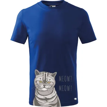 Dětské tričko s potiskem Zpruzená kočka Velikost: 122/6 let, Barva trička: Královsky modrá