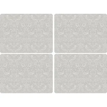 Podtácek Pimpernel Pure Morris Strawberry Thief korkové prostírání 40x30cm velké sada 4ks šedo-bílá