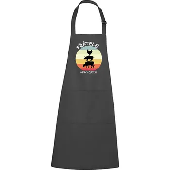 Kuchyňská zástěra Zástěra s potiskem Přátelé mého grilu Barva zástěry: Antracitová