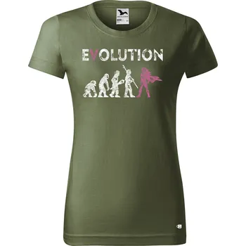 Dámské tričko Dámské tričko s potiskem Evolution hrdinka Barva trička: Khaki - 09, Velikost: S