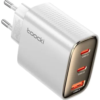 Rychlonabíječka 40W s 3 porty USB A a 2x USB C GaN EU zástrčka nabíječka QC 4.0 PD USB síťový adaptér rychlé nabíjení a přenos dat bílá