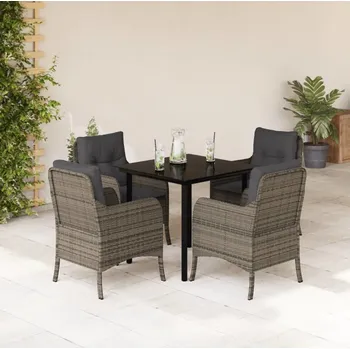 Zahradní sestava vidaXL 5dílný zahradní jídelní set s poduškami šedý polyratan [3211956]