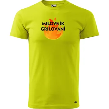 Pánské oblečení Pánské tričko s potiskem Milovník grilování Velikost: L, Barva trička: Limetková