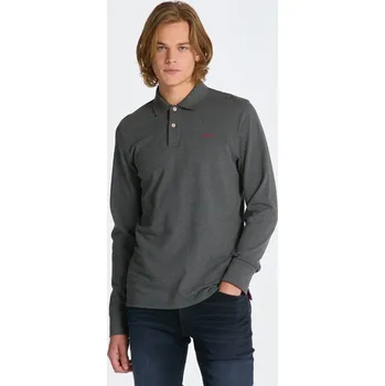 Pánská košile POLOKOŠILE GANT REG CONTRAST PIQUE LS RUGGER ANTRACIT MELANGE