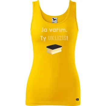 Dámské tílko s potiskem - Já vařím, ty uklízíš Velikost: S, Barva: Žlutá