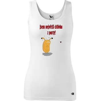 Dámské tílko s potiskem - Ta největší citlivka z party Velikost: XL, Barva: Bílá