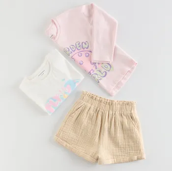 Dívčí kalhoty Reserved - Mušelínové kraťasy - béžová - 6580G-08X - 6580G-08X-92