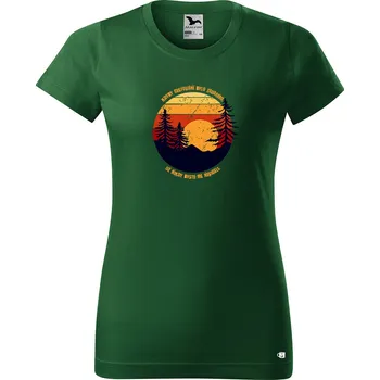 Dámské tričko Dámské tričko s potiskem Cestování Barva trička: Lahvově zelená - 06, Velikost: 2XL