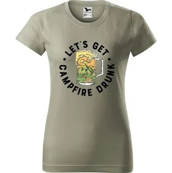 Dámské tričko s potiskem Campfire drunk Barva trička: Světlá khaki - 28, Velikost: S