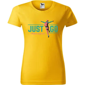 Dámské tričko s potiskem Just go Barva trička: Žlutá - 04, Velikost: L