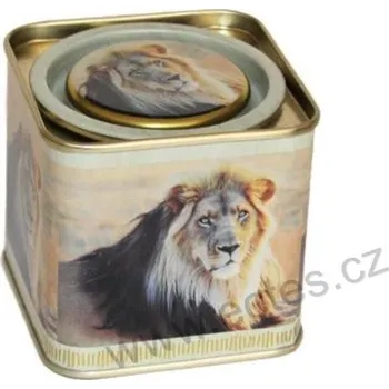 Dóza na potraviny LION plechová dóza na čaj 7421 fotografie lva s bohatou hřívou
