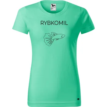 Dámské tričko Dámské tričko s potiskem - Rybkomil Barva trička: Mátová - 95, Velikost: S